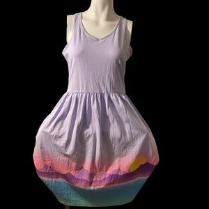 Lands End Purple Lilac Sunset Sleeveless Knee Length Dress Size XL With Pockets